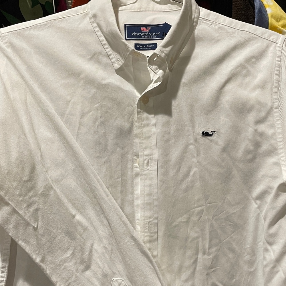 Vineyard Vines Boys Solid White Oxford Whale Shirt